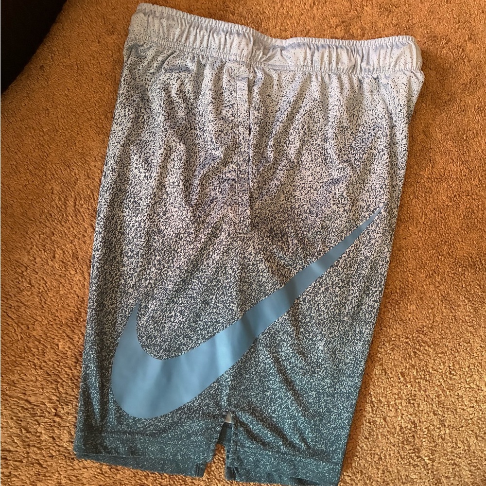Nike Men's Speckled Gray and Blue Athletic Shorts